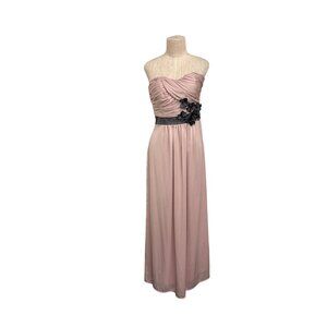 H&M Dusty Rose Strapless Maxi Dress | Size 10 | Black Floral Accent | Formal Gow